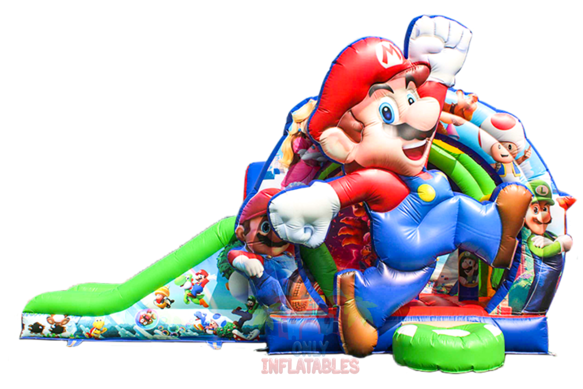 Inflatable Shell Mario Super Mario Inflatable Combo Bounce House with Slide| Only Inflatables